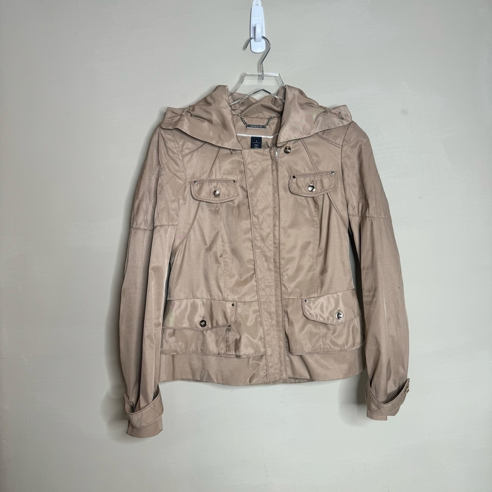White House Black Market, Tan Jacket, Full Zipper, Gold Hardware